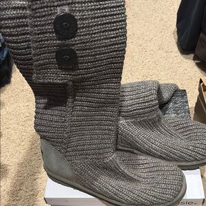 UGG Gray Winter Knit Boots